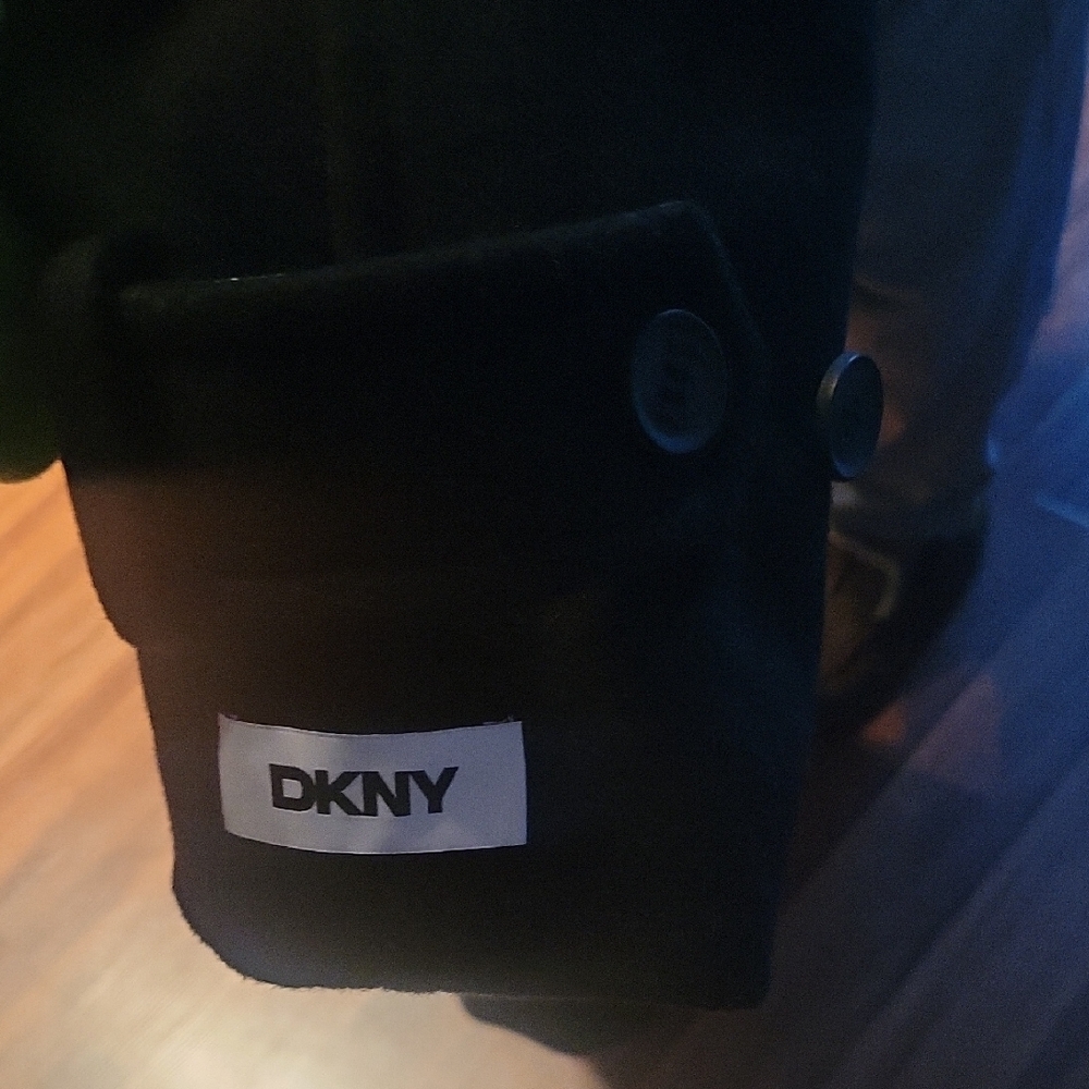 NWOT DKNY Wool Bland Elegant Black Classic Coat Oversized - Picture 5 of 7